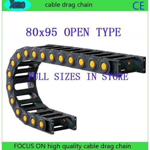 Free Shipping 80x95 1 Meter Bridge Type Plastic Cable Drag Chain Wire Carrier With End Connects For CNC Machine