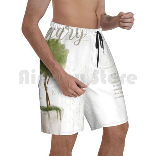 Topiary No. 1 Beach Shorts Men Beach Pants Swimwear Topiary Botanical Nature Garden Greenery Foliage Vintage