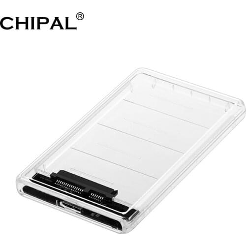CHIPAL 2.5 inch Transparent USB3.0 to Sata 3.0 HDD Case SSD Box Tool Free 5 Gbps Support 2TB UASP Protocol Hard Drive Enclosure