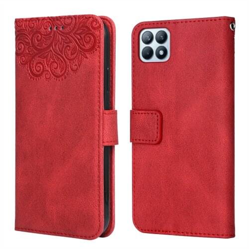 Luxury Leather Case for OPPO Reno4 SE 5G Flower Embossing CPH2173 PEEM00 Wallet Flip Phone Case for OPPO Reno 4 SE 5G Cover