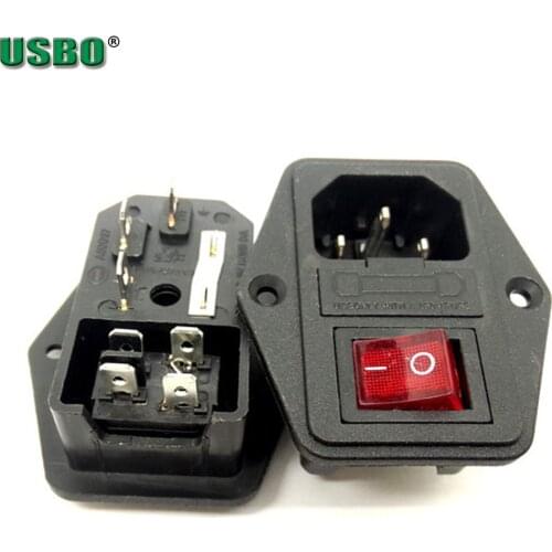 250v 10a IEC320 C13 14 3 sprong AC PDU UPS red light switch power outlet 3p fused electrical Panel Receptacle AC locked socket