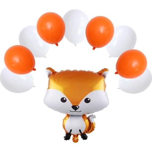 10 Pcs/ Set of Fox Aluminum Latex Balloons White Orange Childrens Birthday Party Decoration Babys Toys Cute Aluminum Balloons