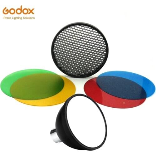 Godox AD-S11 Color Gels Filter Honeycomb Grid +AD-S2 Standard Reflector Soft Diffuser for Witstro AD-360 II AD360II AD180 AD200