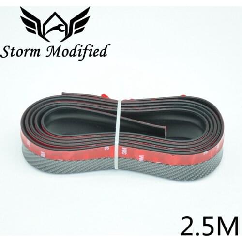 SuTong 2.5M Carbon Fiber Rubber Lip Skirt Protector Car Scratch Resistant Rubber Bumpers Car Front Lip Bumpers Decorate