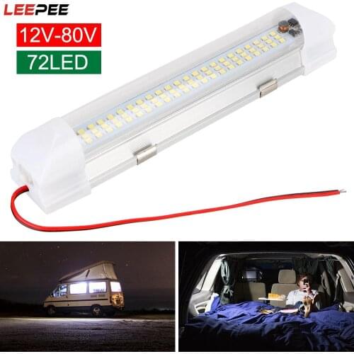 LEEPEE 72 LED Interior Light Reading Dome Ceiling Lamp ON/OFF Switch 12-80V For Outdoor Camping Home