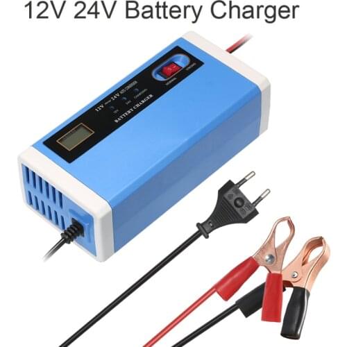Full Automatic Car Battery Charger 110V/220V To 12V 24V 10A Smart Fast Power Charging For Wet Dry Lead Acid Digital LCD Display