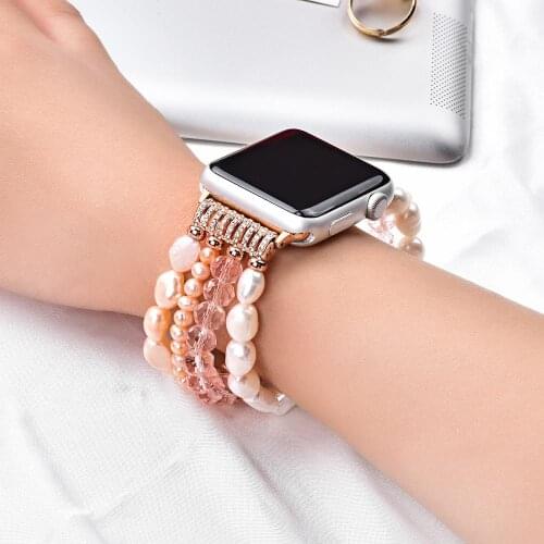 Pearl strap Apple watch series se 654 3 21 jewelry crystal bracelet Iwatch 38 / 40 / 42 / 44mm strap diamond ladys Bracelet
