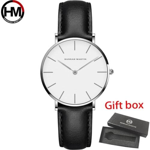Hannah Martin Japan Quartz Simple Women Fashion Watch White Leather Strap Ladies Wrist Watch Brand Waterproof Wristwatch sehen