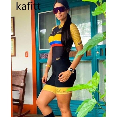 Kafitt-women all-in-one cycling jersey-triathlon-biking-sports cycling little monkey summer short-sleeved suit 9D GEL cushion