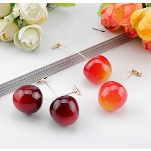 Anime JoJos Bizarre Adventure Earrings Kakyoin Noriaki Cherry Drop Earrings for Women Fashion Sweet Cherry Long Earrings