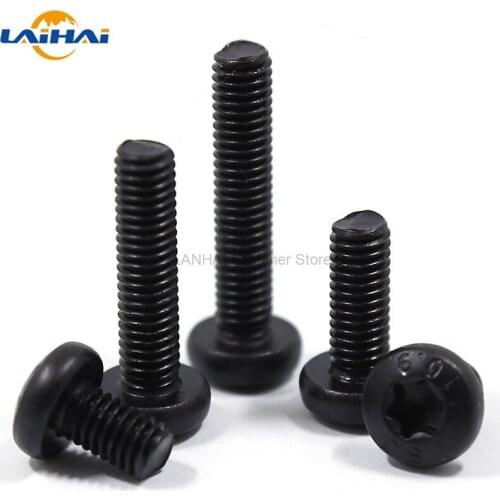 10/50pcs M2 M2.5 M3 M4 M5 M6 Black 304 Stainless Steel GB2672 Six-Lobe Torx Pan Head Screw Six Lobe Round Button Head Bolt