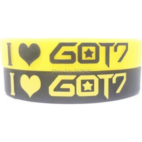 100pcs GOT7 Wristband Silicone Bracelets rubber cuff bangle free shipping by ePacket