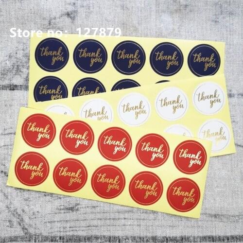 100pcs/lot 2.8cm Seal package label sticker Round Golden"Thank you" Ellipse For handmade bakery cake biscuit products
