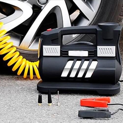 12V electric portable tyre inflator for vehicle mounted double cylinder inflator pump for automobile air pump