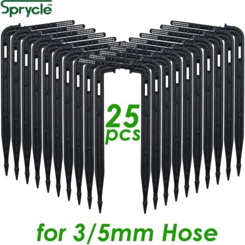 SPRYCLE 25PCS Bend Arrow Dripper Micro Drip Irrigation Drops Emitters Watering Saving 3/5mm Hose Garden Sprinklers DroppersTool