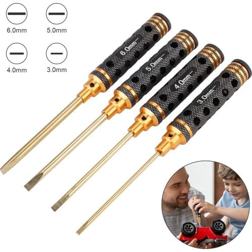 4PCS Sets Driver Screwdriver Batch Hollow-out Durable Heavy-duty Steel Gold Different Size 3-4-5-6mm Aeromodelling Tool