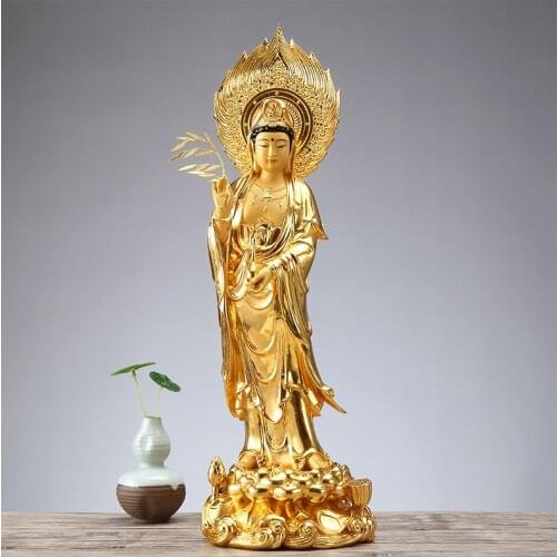 58CM Large Asia high grade gold gilding Guan yin PUSA Avalokitesvara Buddha statue HOME shrine Efficacious protection FENG SHUI