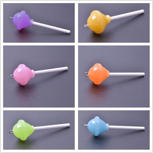 6pcs Colorful Simulation Lollipop Pendant Charm For Jewelry Making Necklace Earring Charm Accessories Women Resin Craft DIY Gift