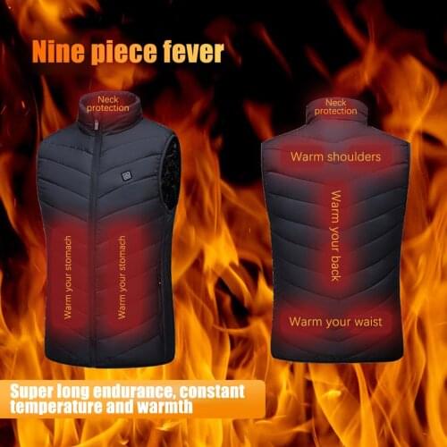 9 Areas Men Autumn Winter Smart Heating Cotton Vest Usb Infrared Electric Heating Vest Women Outdoor Warm Waistcoat Vest Jacket