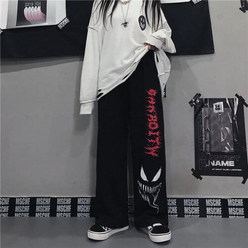 Mens and womens summer 2021 new slim dark print wide leg loose casual pants