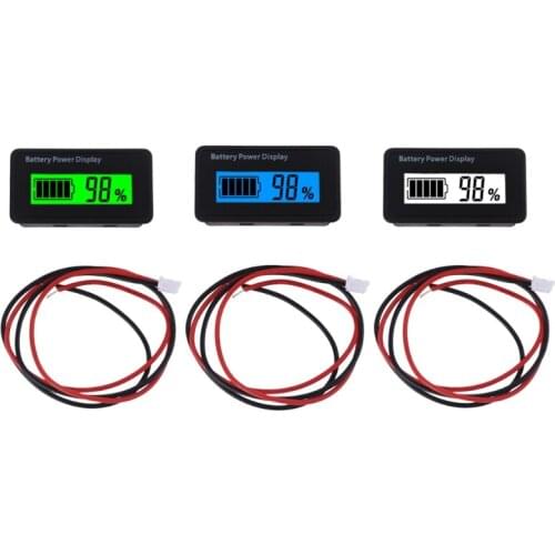 12V 24V 48V Digital Battery Capacity Display Universal LCD Car Motorcycle Lead-acid Lithium Battery Monitor Voltmeter