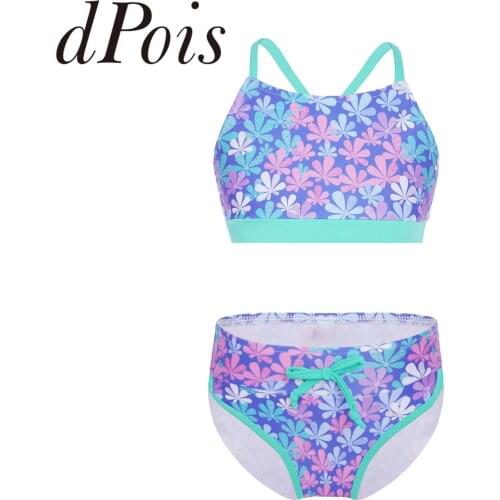Kids Swimsuits Girls Swimwear Geometric Patterns Bathing Suit Kids Bikini Sets Little Girl Beachwear 2pcs Childrens Swimwear