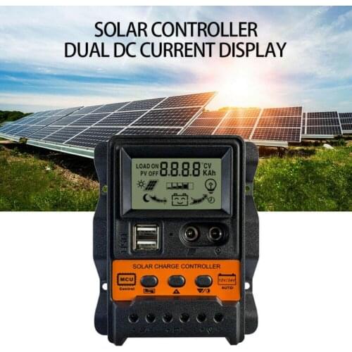 Dual DC Current Display 10A 20A 30A 12V 24V Solar Charge Controller LCD PWM Controller 5V Output Solar Panel Charger Regulator