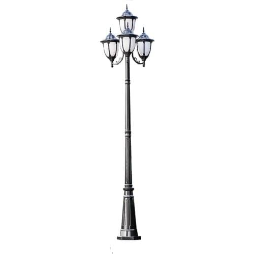 H≈2.6M)European Garden Lamp Room Outdoor Street Lamp Lawn Lamp High Pole Lamp Four Head Garden Landscape Lamp Waterproof