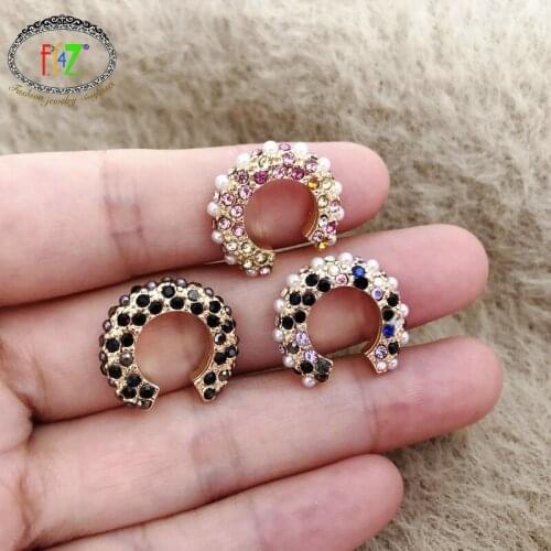 F.J4Z 1PC Non-pierced Earrings Bohemian Simulated Pearl Rhinestone Cuff Earring Trendy Ear Cuffs Jewelry Accessories Dropship