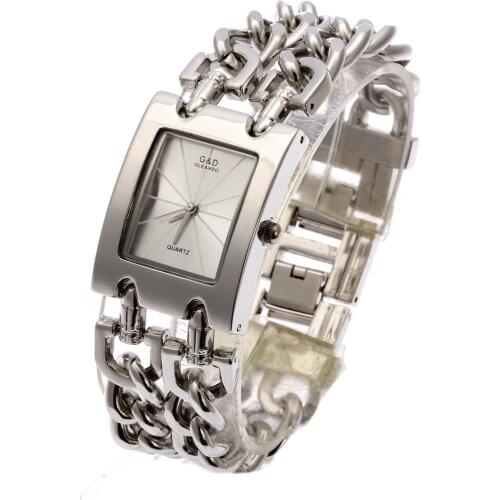 G&D Women Wristwatches Quartz Watch Silver Top Brand Luxury Rhinestone Bracelet Watch Relogio Feminino Saat Reloj Mujer Gifts
