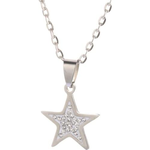 Hot Products Shell Crystal Star Pendant Charm Stainless Steel Metal Necklace Women Jewelry
