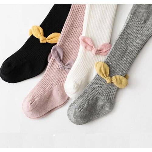 Cotton Kid Girls Tights Princess Bowknot Baby Girls Pantyhose Baby Spring Autumn Cute Girls Trousers Child Stockings