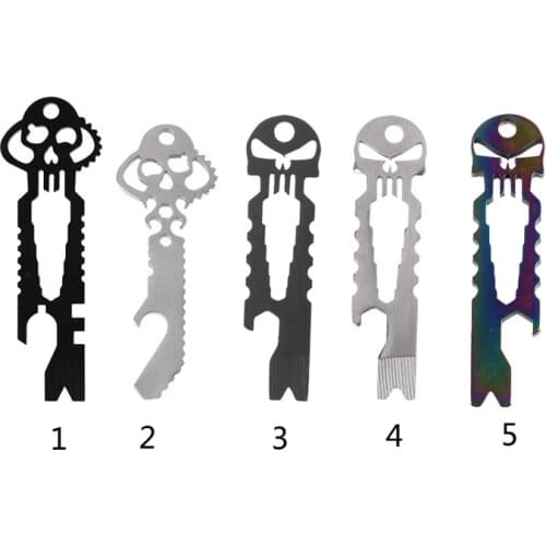 N0HA Stainless Steel EDC Pocket Multi-Tool Skull Bottle Opener Pry Bar Crowbar Keychain Survival Tool