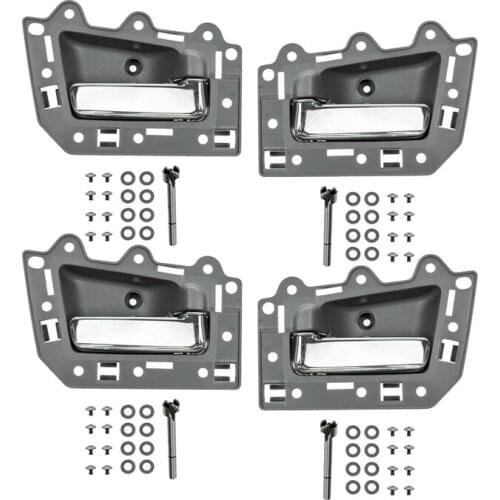 AU04 -4 Set Inside Interior Door Handle Set for 2005-2011 Jeep Grand Cherokee Gray+Chrome (Front Rear Left Right 4 Doors)