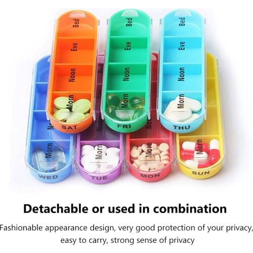 Small Pill Box Portable One Week Sealed Medicine Box 7-Layer Folding Small Pill Case Medicine Storage Tablet Container