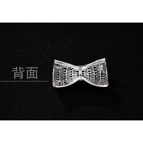 Copper Cubic Zircon stones bowknot collar female clothes bar pin brooch shawl cardigan delicate pin buckles