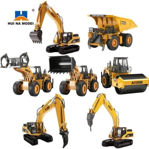 HUINA 1:40 Alloy Diecast Vehicle Excavator Engineering Model Loader Metal Truck Collection Boys Birthday Gift Car Christmas Toys