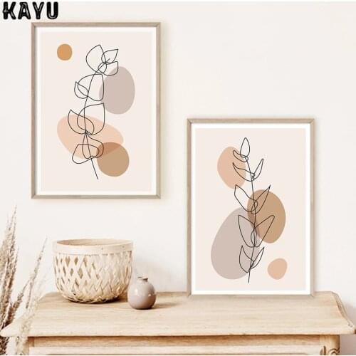 Trendy Minimalist Botanical Branch Leaves Abstract Posters Canvas Painting Wall Art Print Pictures Bedroom Interior Home Decor