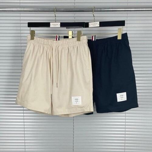 2021 Fashion TB THOM Brand Casual Shorts Men Summer Cotton Solid Shorts Formal Knee Length Straight Trousers Loose Shorts