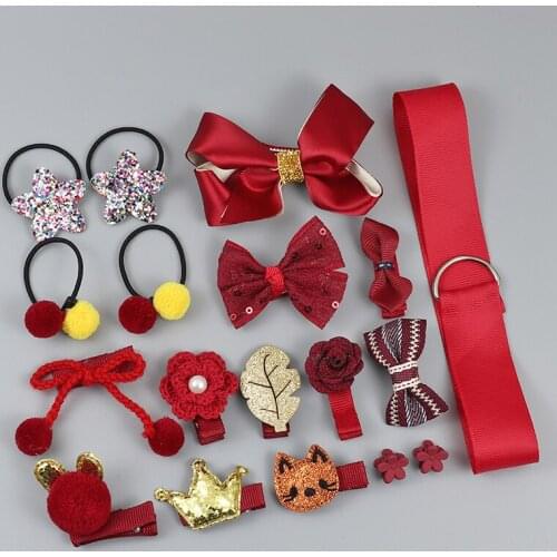 18 Piece Hair Curler Set Cute Hair Accessories Girl Hats Flower Bow Animal Hairpins Hair Band Cartoon Stretchy Headdress Gift