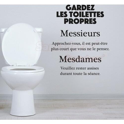Stickers Citation Gardez Les Toilettes Propres Vinyl Wallpaper WC Wall Art Decal Toilet Door Sign Mural Home Decor Poster