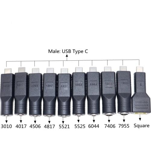 NEW PD Spoof Adapter Plug Converter USB Type C Male to 7.4 x 5.0mm 4.5 x 3.0mm 5.5 x 2.5mm Female Laptop Dc Power Jack Connector