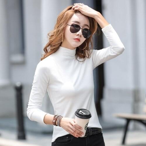 Casual Cotton T shirt Solid Color Top Womens T-shirts Long Sleeve T-shirt Female Tops Blusas