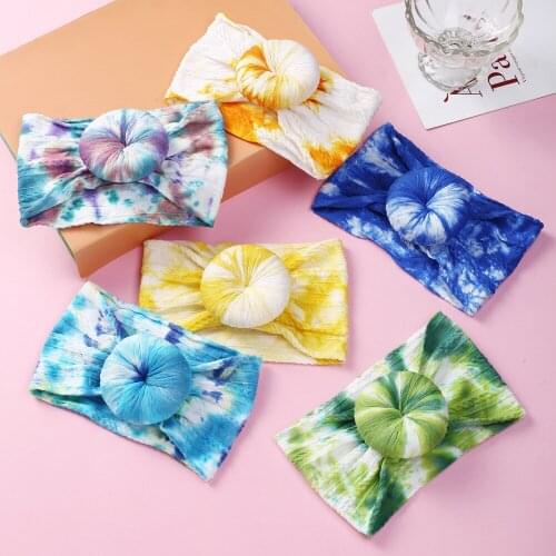 2020 New Baby Headbands Soft Elastic Bebes Headband Tie-dyed Knotted Turban Bands Girls Boys Hair Accessories Headwear