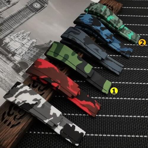 Silicone Rubber Watchband 20*16mm accessories Camo watch band For Role strap Daytona Submariner GMT OYSTERFLEX