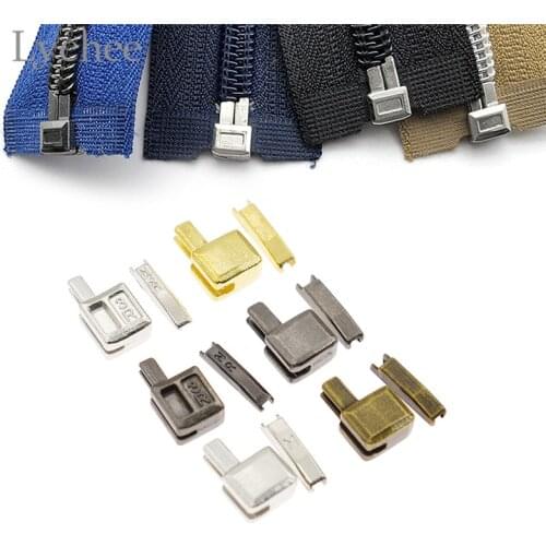 Lychee Life 10 Sets 3# Metal Repair Zipper Stopper Open End Zipper Stopper DIY Sewing Zipper Accessories for Clothes