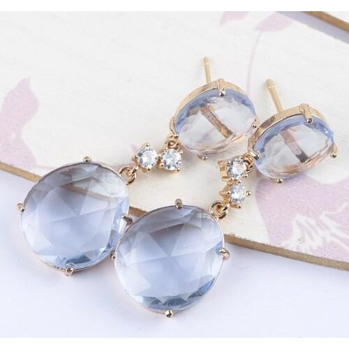 Fashion Women Exquisite With Cubic Zirconia Wedding Earring Light Blue Water Drop Stone Dangle Earring For Female Party Gifts