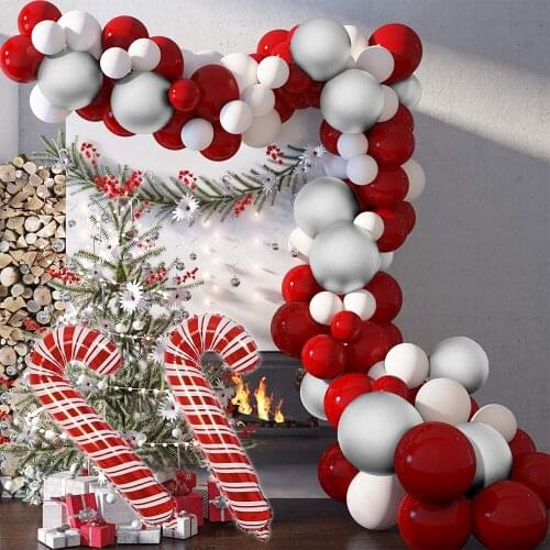 Christmas Party Decoration Balloon Garland Kit Christmas Eve Latex Balloon Cane Candy New Year Party Decoration Supplies