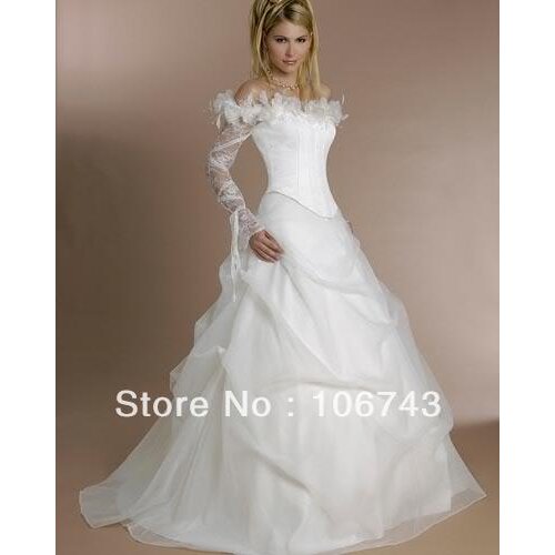 롱원피스 free shipping 2020 Vintage Long Sleeves White Organza bridal Ball Gown Custom vestido de noiva Bespoke Wedding Dresses