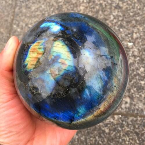 Hight quality 10cm labradorite sphere blue shining prety color labradorite sphere natural stones and minerals